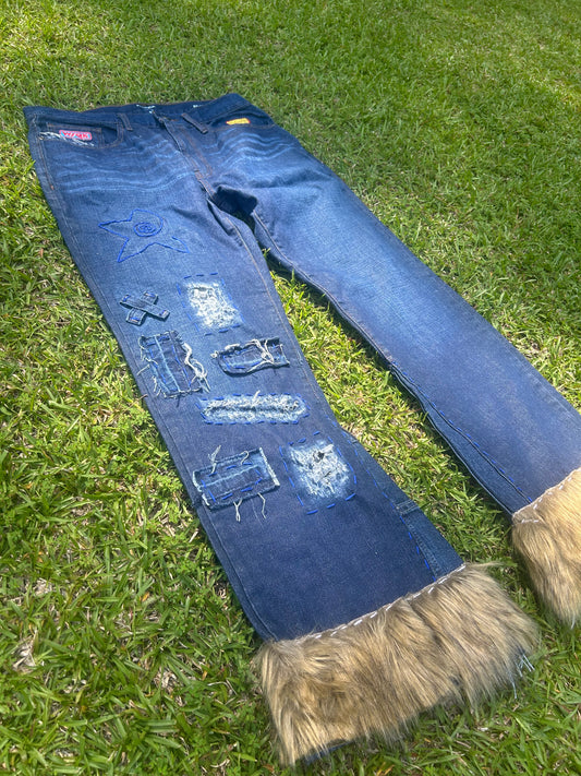 Fur Cuffed Denim